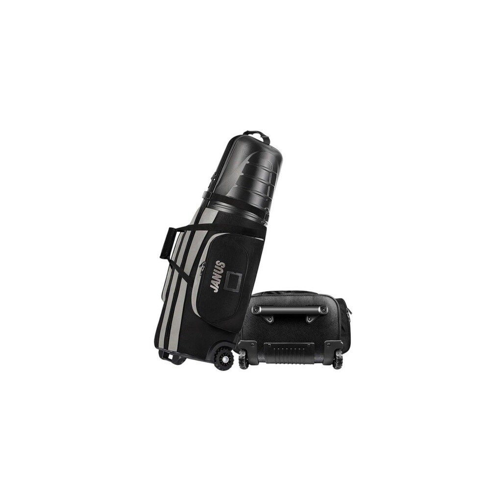 JANUS Golf Bag Hard Case Black Handles Wheels Foldable Travel